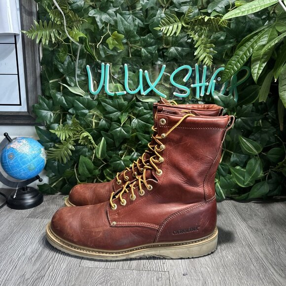 Carolina AMP MX 8” Brown Red Work Boots Round Soft Toe Shoes Men Size 12 M main image 4